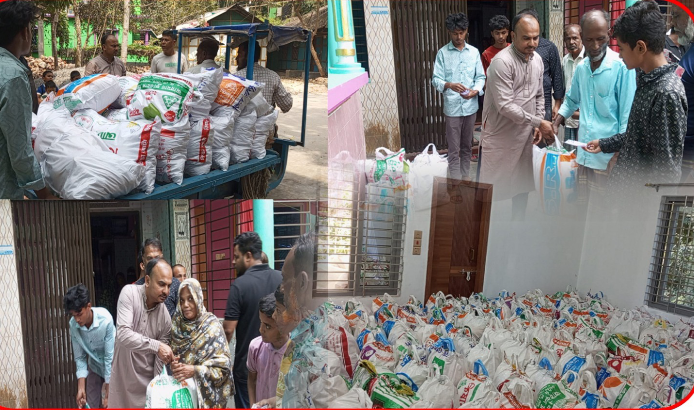 চাটখিলে অসহায় ৪০০ পরিবারের মাঝে ইফতার সামগ্রী বিতরণ করেন বিএনপি নেতা মাহবুব আলম সবুজ…  নোয়াখালীর চাটখিল পৌরসভার ৭ নম্বর ওয়ার্ডে ৪ শতাধিক অসহায় ও নিম্নআয়ের পরিবারের মাঝে ইফতার সামগ্রী বিতরণ করেছেন বিএনপি নেতা মাহাবুব আলম সবুজ বৃহস্পতিবার (২৬ ফেব্রুয়ারি) বিকেলে তিনি ও তার সহযোগীরা ওয়ার্ডের বিভিন্ন এলাকায় বাড়ি বাড়ি গিয়ে এসব সামগ্রী পৌঁছে দেন। বিতরণকৃত সামগ্রীর মধ্যে ছিল চাল, ডাল, তেল, ছোলা, মুড়ি ও খেজুরসহ নিত্যপ্রয়োজনীয় খাদ্যসামগ্রী।মাহাবুব আলম সবুজ বলেন, রমজান মাস সংযম ও সহমর্মিতার মাস। সমাজের বিত্তবানদের উচিত অসহায় মানুষের পাশে দাঁড়ানো। তিনি আরও জানান, ভবিষ্যতেও তার এ ধরনের মানবিক কার্যক্রম অব্যাহত থাকবে। উল্লেখ্য, এর আগেও বিভিন্ন প্রাকৃতিক দুর্যোগ ও বিশেষ দিবসে পৌরসভার ৭ নম্বর ওয়ার্ডের সাধারণ মানুষের মাঝে বিভিন্ন ধরনের সহায়তা প্রদান করেছেন তিনি। স্থানীয় বাসিন্দারা এ উদ্যোগকে সাধুবাদ জানিয়েছেন।